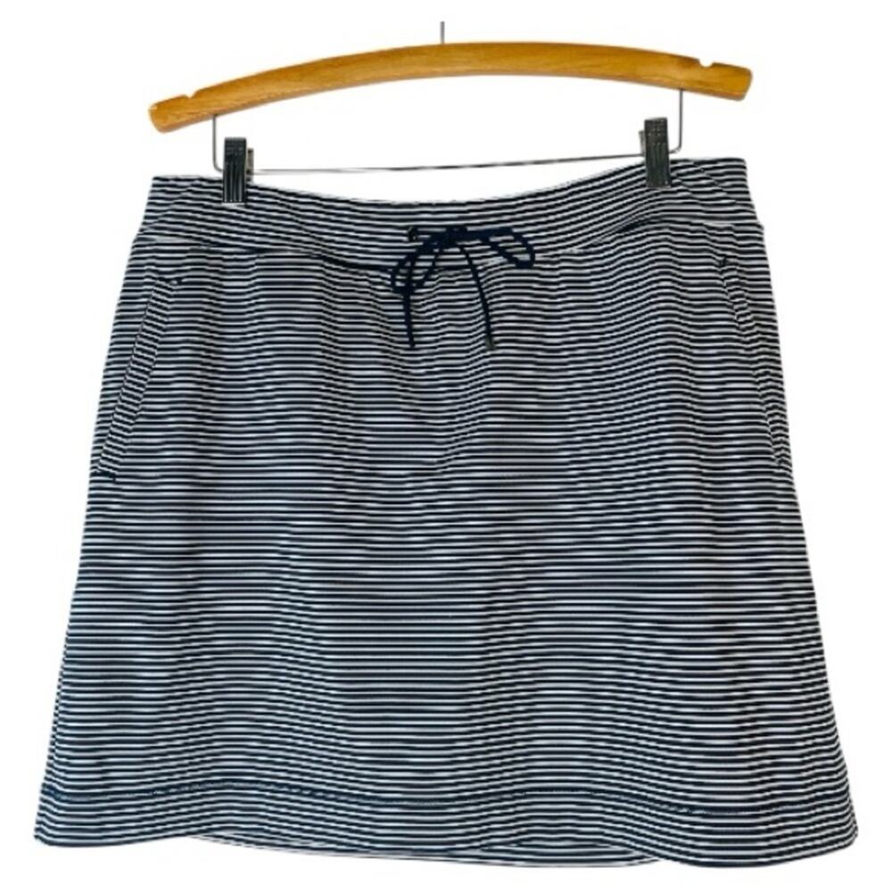 Chico’s blue white striped coastal nautical activewear skort skirt 12/14